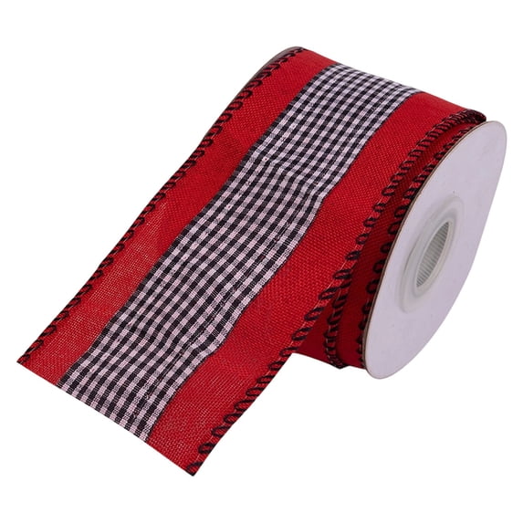 5 Yards Christmas Wired Ribbon,Christmas Wired Edge Ribbons,2.48 inch Wide Christmas Wired Edge Decoration Ribbon,Burlap Wrapping Ribbon for Holiday Craft Wedding Decoration Wreaths Bow,Z-Red