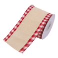 thumbnail image 1 of 5 Yards Christmas Wired Ribbon,Christmas Wired Edge Ribbons,2.48 inch Wide Christmas Wired Edge Decoration Ribbon,Burlap Wrapping Ribbon for Holiday Craft Wedding Decoration Wreaths Bow,Z-Beige, 1 of 9