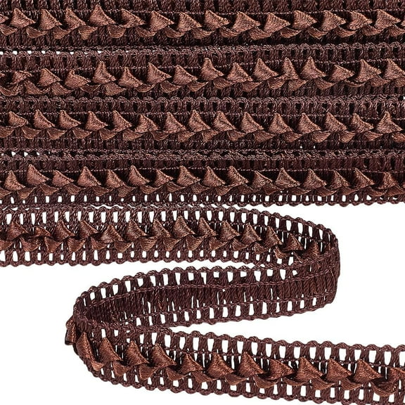 5 Yards Coconut Brown Braid Gimp Trim Triangle Pattern Woven Lace Ribbon Vintage Embroidered Wave Edging Upholstery Fabric Trims DIY Making