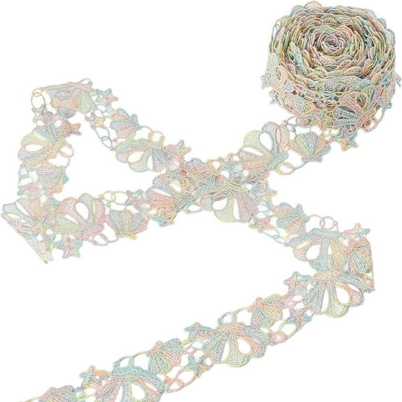 5 Yards Colorful Shell Jacquard Lace Ribbon Trim Embroidered Floral Sewing Edge 1-1/4 Inch Wide Flower Lace Ribbon Trim Applique Fabric Decorating Crafts for Sewing Craft Clothes Decoration Colorful