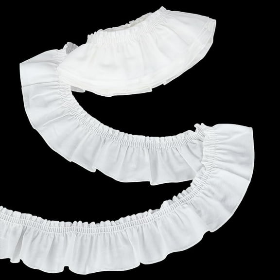 5 Yards Cotton Pleated Ribbon 2-3/8 inch Wide Ruffled Wave Edge Ribbon White Ruffled Edge Lace Trim Pleated Trimming Lace for Wedding Dresses Clothes DIY Crafts Home Decor White