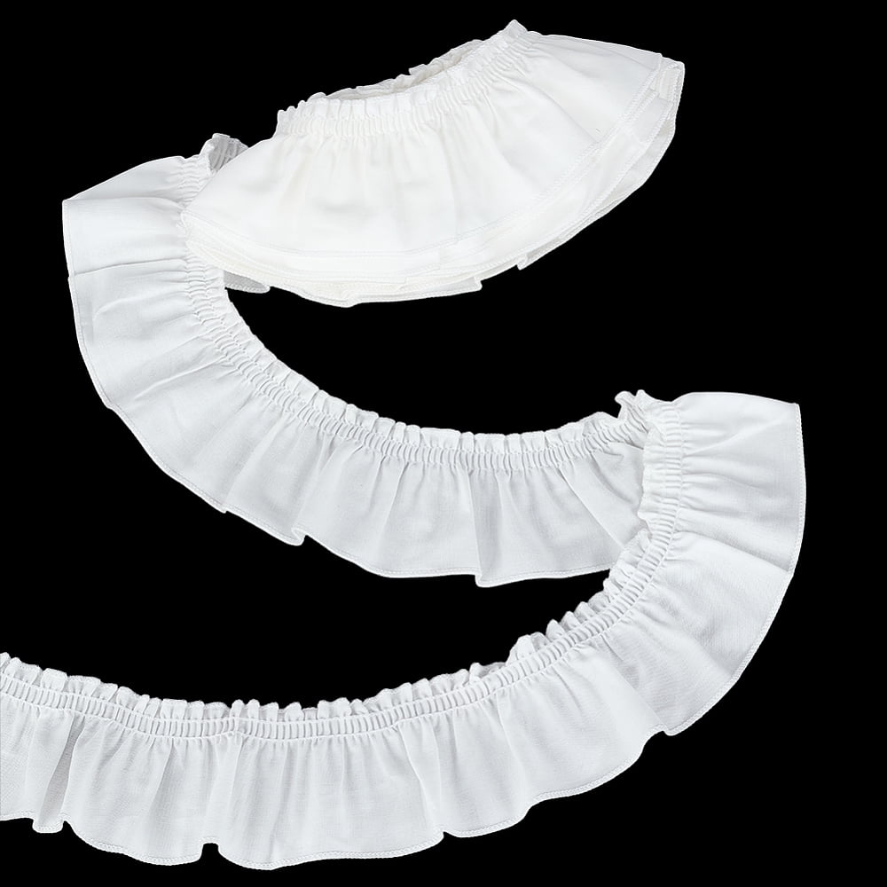 White Ruffle Edge 5 Yards Cotton Pleated Ribbon 2-3/8 inch Wide Ruffled Wave Edge Ribbon ...