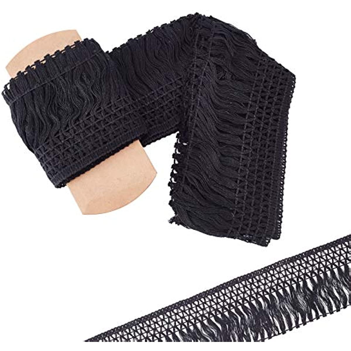 By the Yard-5 Black Tassel Fringe Trim Fabric Fringe — Trims and Beads