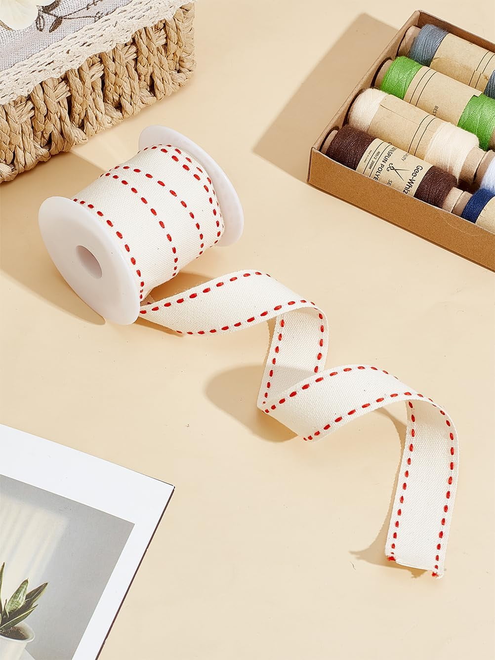 5 Yards Dark Red Cotton Ribbon Gift Wrapping Ribbon with Plastic Empty ...