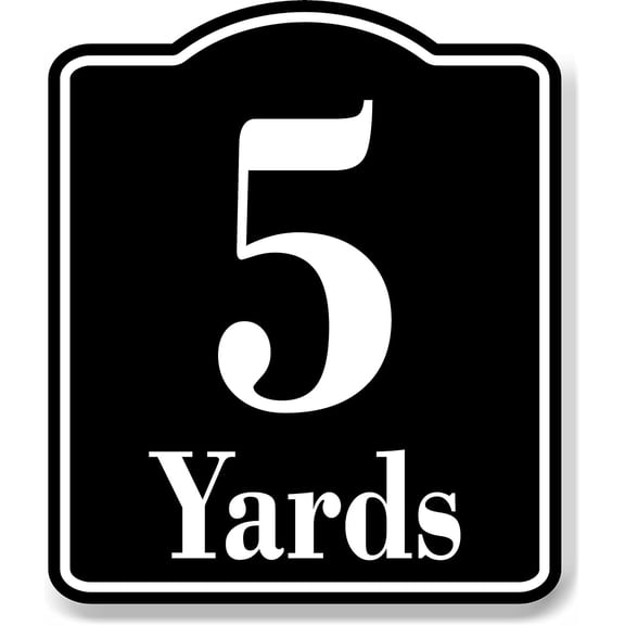 5 Yards Distance Marker Running Race 5k Marathon BLACK Aluminum Composite Sign, 8.5"x10"