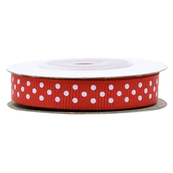 5 Yards Dotted Pattern Ribbed Packing Ribbon,for DIY Crafts Party Decorations Packing and Hair Accessories (red)