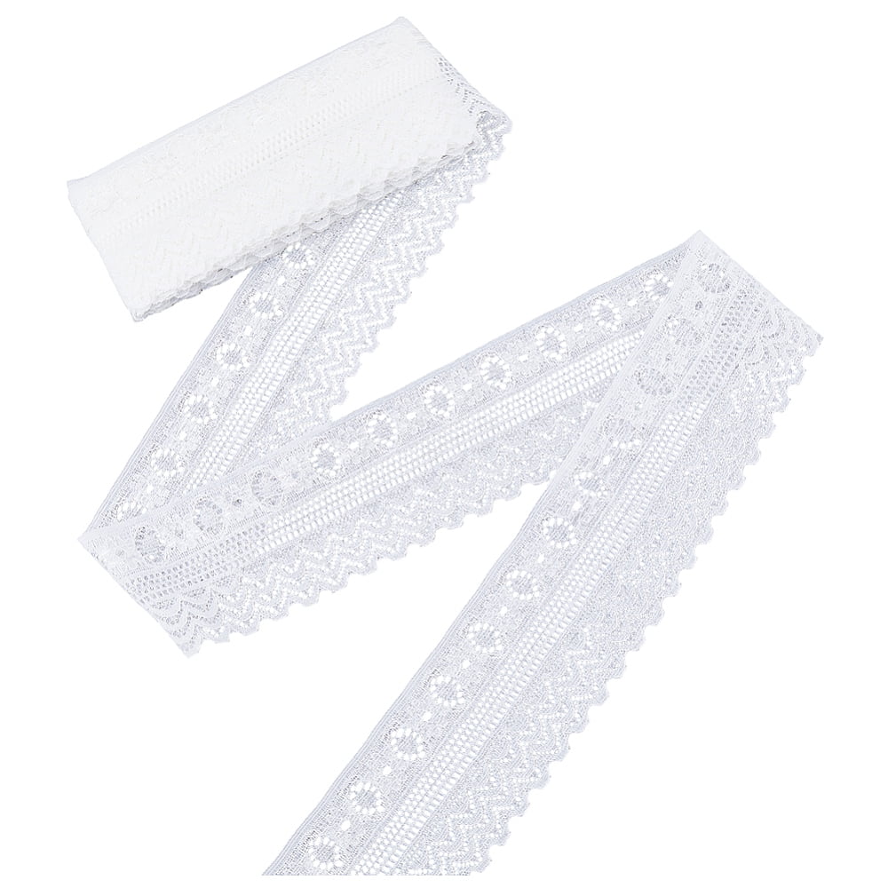 Strachy Loop Ribbon 5 Yards Elastic Lace Ribbon White 2 Inch Vintage Stretchy Crochet Lace ...