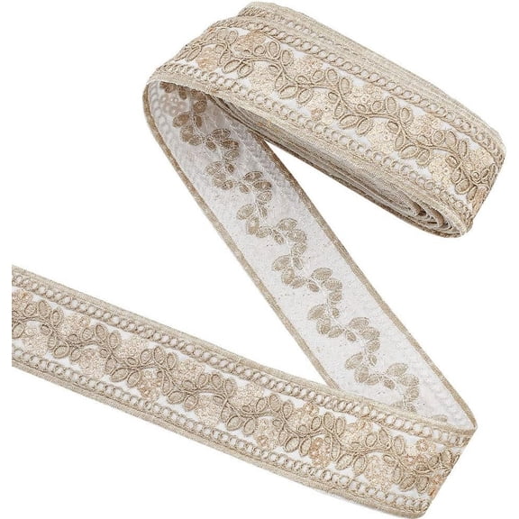 5 Yards Embroidery Polyester Ribbon Jacquard Ribbon Garment Accessories Floral Mixed Color 1-5/8 inch(40mm)