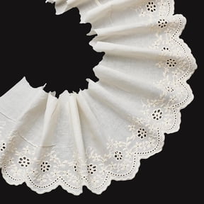 5 Yards Extra Wide Embroidered Lace 6inchs Wide Cotton Lace Sewing Trims Flower Eyelet Lace Ribbon Embroidery Ruffle Lace Trim for Dresses Clothes Bag Accessory Home DIY Decor for diy