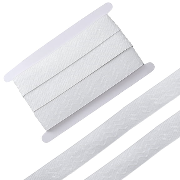 5 Yards Flat Polyester Anti-slip Elastic Band Silicone Gripper Cord for Clothes White 34.5~35mm