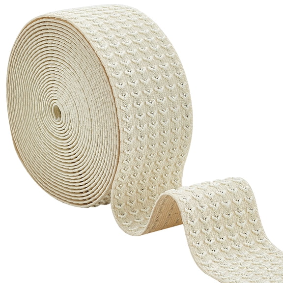 5 Yards Flat Polyester Elastic Wide Band for Garment Accessories Old Lace 2-3/8 inch(60mm) DIY