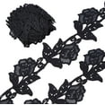 thumbnail image 1 of 5 Yards Floral Boho Lace Applique Trim 3.2 Wide Black Flower Embroidery Lace Edge Trimmings Embroidered, 1 of 8