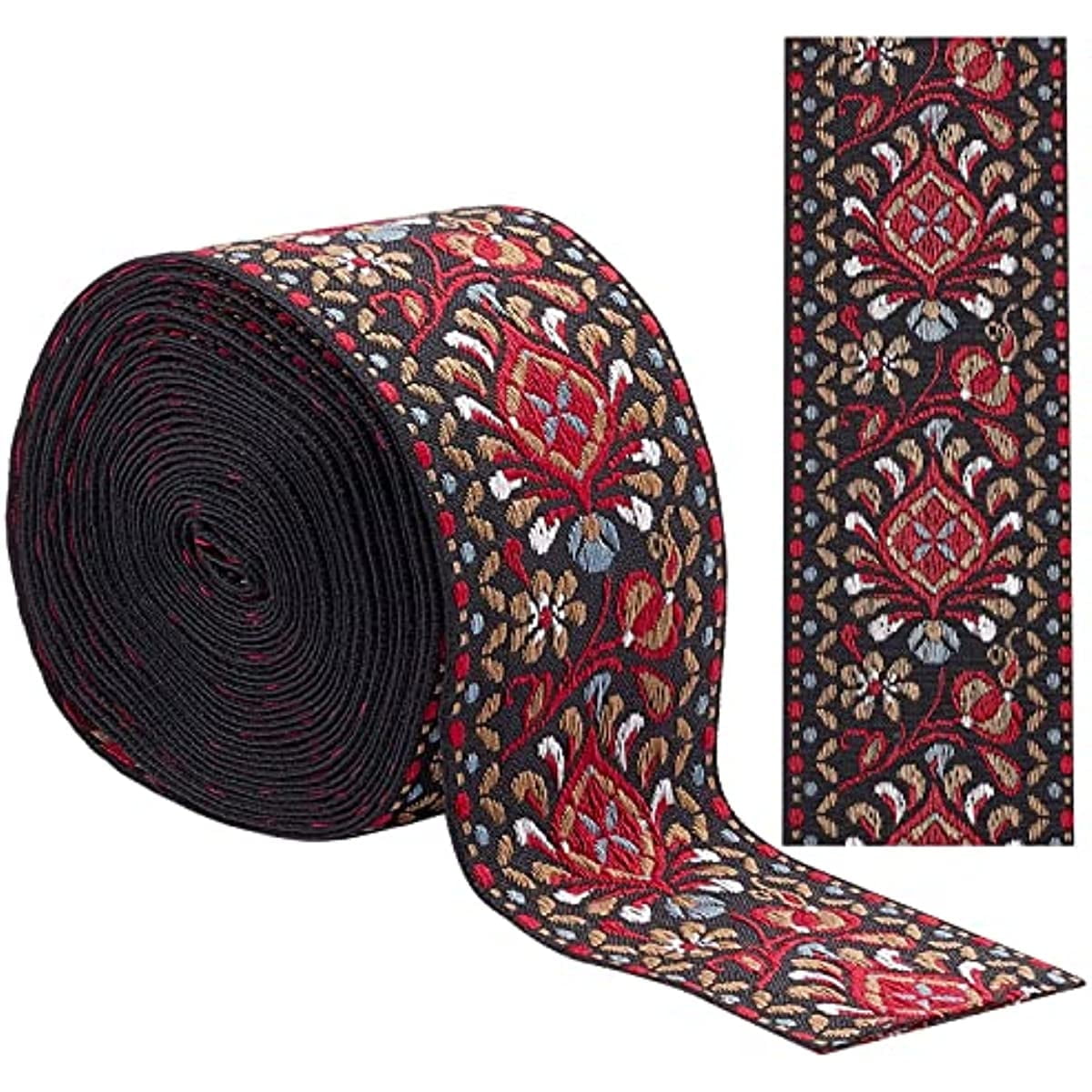 5 Yards Floral Embroidered Jacquard Ribbon Vintage Woven Trim 2 Inch ...