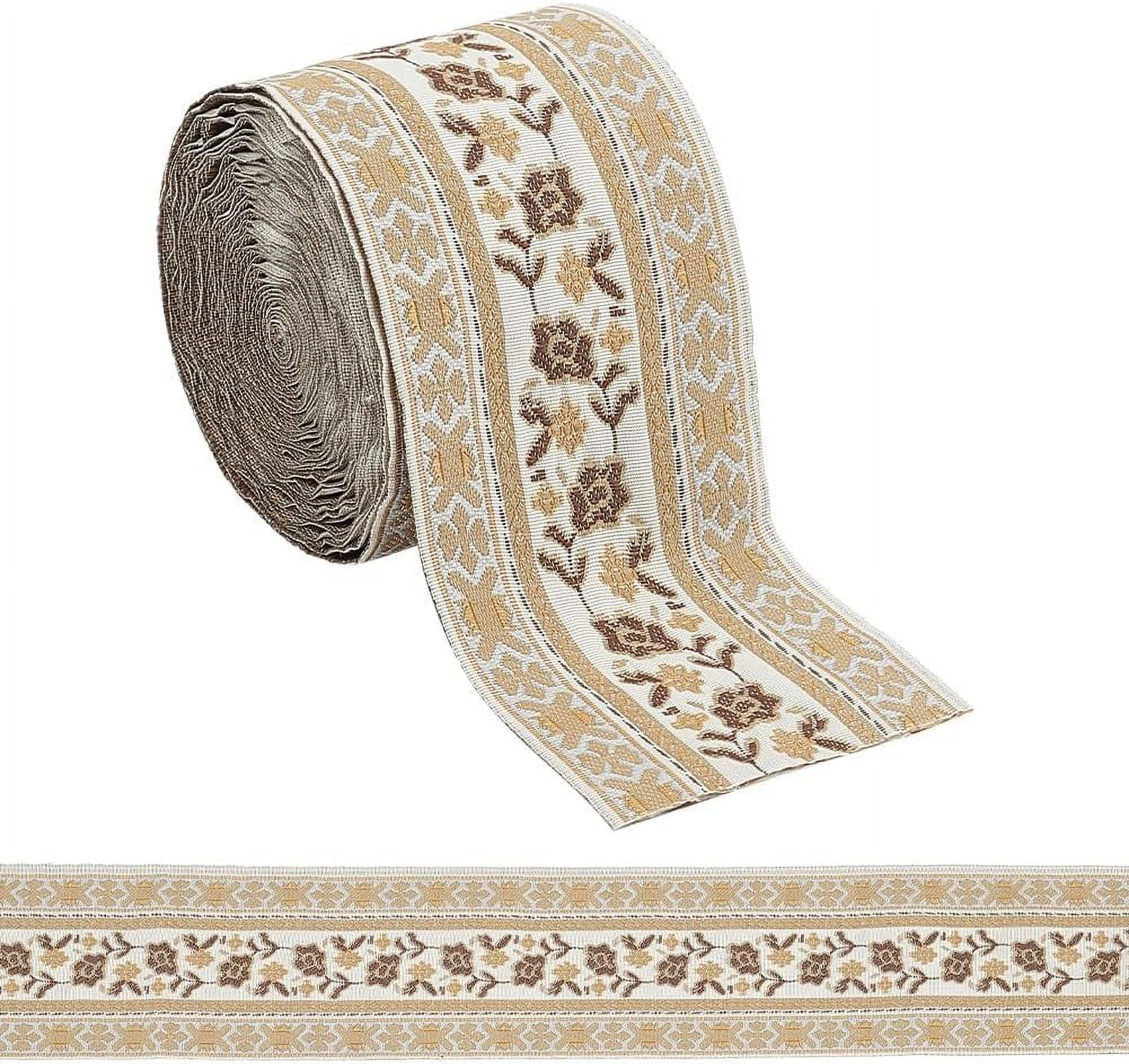 Sewing String Ribbon 5 Yards Flower Jacquard Ribbon 2-5/8 inch Wide Floral Embroidery ...