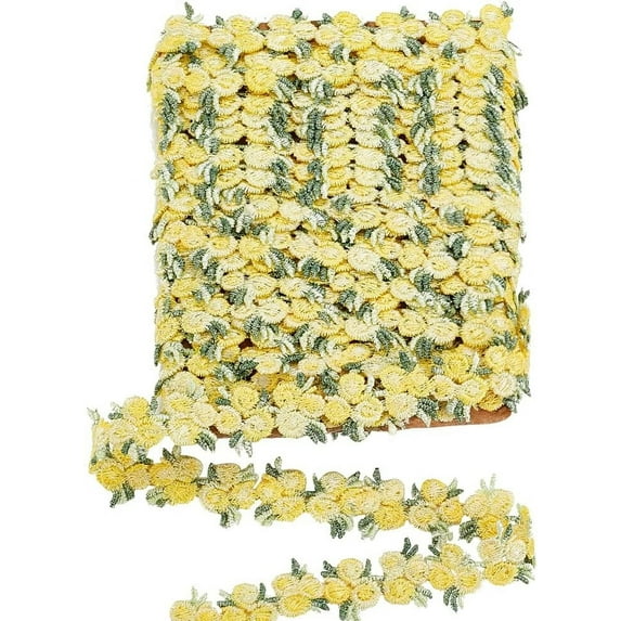 5 Yards Flower Lace Ribbon Yellow Floral Lace Trim 20mm Decorating Lace Flower Embroidered Trim Ribbons for DIY Wedding Appliques Sewing Craft Scrapbooking Upholstery Curtain Patchwork
