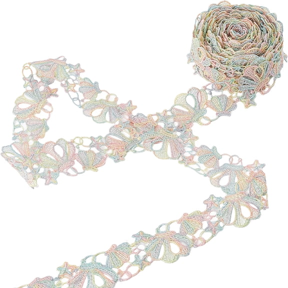 5 Yards Flower Polyester Lace Ribbon Flower Lace Trim for Clothing Sewing Shell Shape 1-1/4 inch(30.5mm)