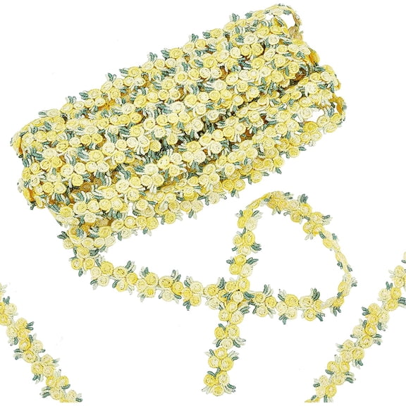 5 Yards Flower Trim Ribbon Gold Flower DIY Lace Applique Sewing Craft Lace Edge Trim for Wedding Dresses Embellishment DIY Party Decor Clothes Gold
