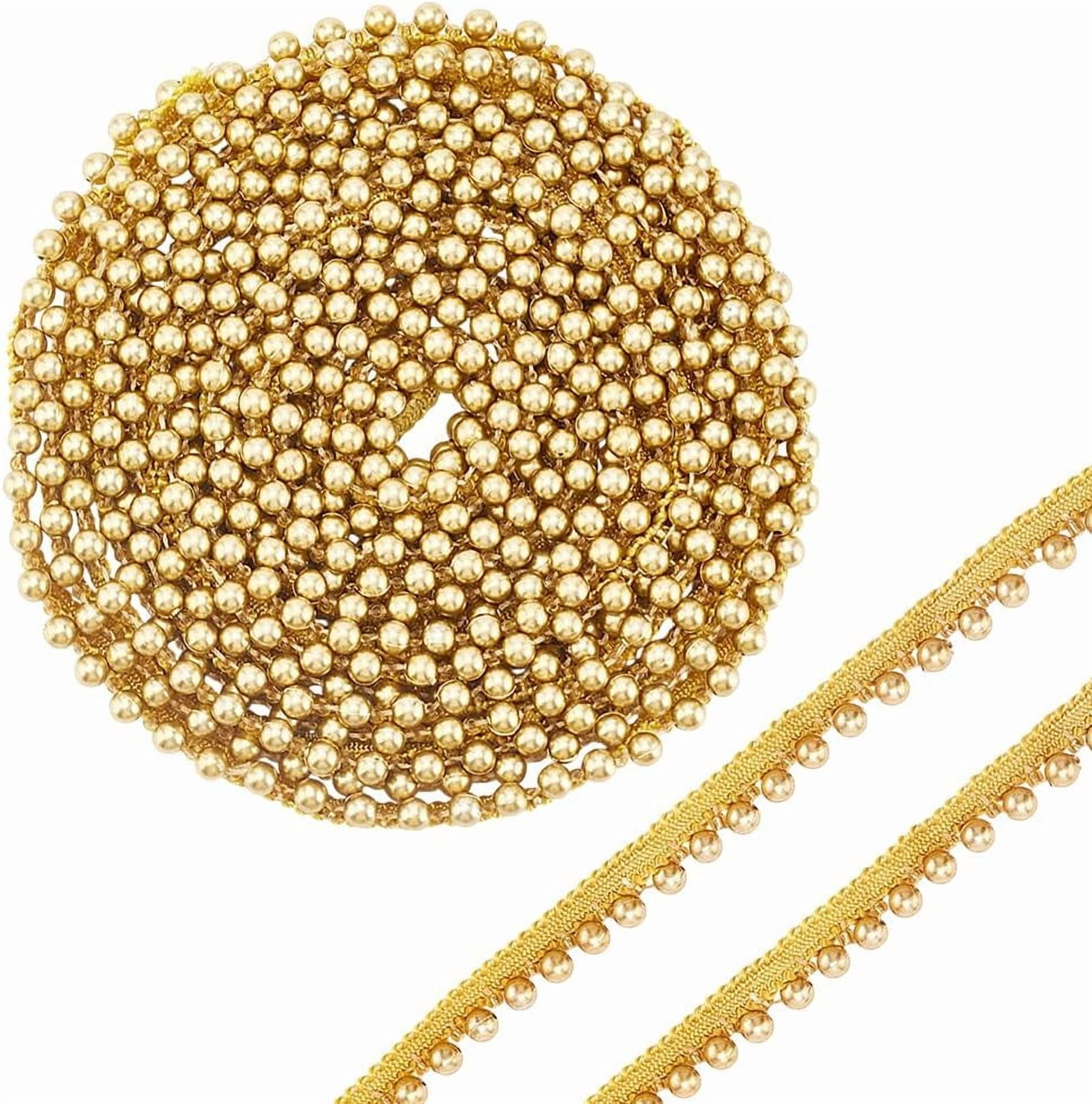 5 Yards Gold Pearl Lace Trim Faux Pearls Lace Ribbon Fringe Beads ...