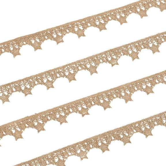 5 Yards Gold Star Venice Lace Trim Metallic Crafts Fabric Trim Embroidery Lace Ribbon Trim Sewing Crochet Lace Fabric Wedding Applique for DIY Crafts Sewing Gift Wrapping