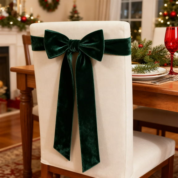 5 Yards Green Velvet Ribbon – Christmas Holiday DIY Bow Gift Wrapping Decoration, Satin Flocking Ribbon for Party Table Decor, Craft Ribbon for Festive Gift Packaging, 0.39*177.16in, E