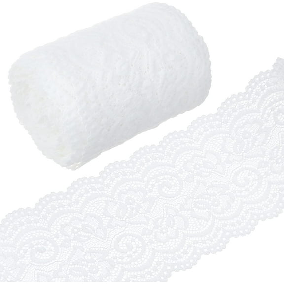5 Yards Lace Roll White Cotton Lace Trim Fabric 4" Wide DIY