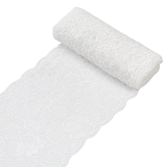 5 Yards Lace Roll White Lace Trim Fabric 5.9 Inch Wide Floral Embroidered Lace Trimming for DIY Sewing Craft Clothes Embellishments Tablecloth