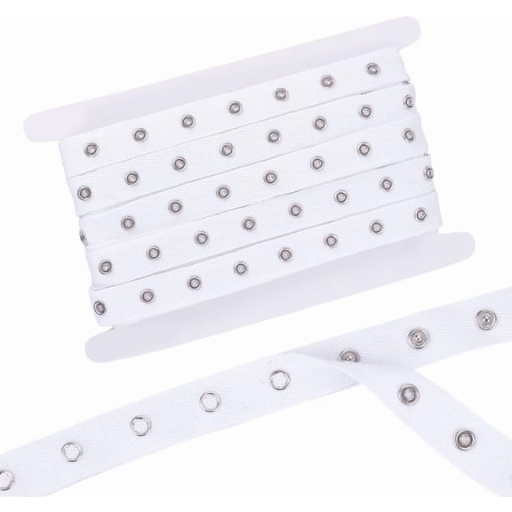5 Yards Metal Snap Button Tape Ribbon White Sewing Snap Tape Snap Button Tape Trim Soft Cloth Sewing Fastener Press Strips for Sew on Clothes Replacement Accessories DIY