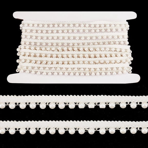 5 Yards Pearl Fringe Trim 0.45" Wide Pearl Bead Tassel Fringe Lace Edge Trim Ribbon for Sewing Craft Embroidery Fringe Beads Ribbon for Bridal Dress