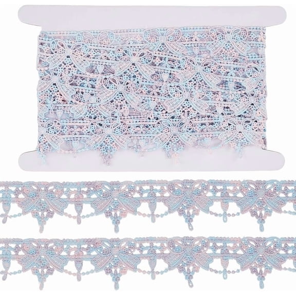 5 Yards Pink Lace Trim Bowknot Embroidery Colored Crochet Edging Trimmings 1.5 inch Sewing Ribbon Fringe Applique Fabric