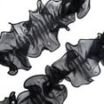 thumbnail image 1 of 5 Yards Pleated Organza Ribbon Gathered Beading Trimmings Black Chiffon Lace Trim 4-3/8" Chiffon Beads Lace Edge Trim Ruffled Ribbon Fabric Garment Accessories for Diy Applique Sewing Craft, 1 of 8
