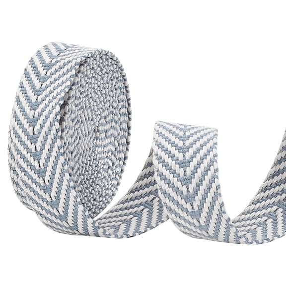 5 Yards Polycotton Webbing 1-1/2 inch/38mm Wide Light Blue Jacquard Ribbons Flat Jacquard Webbing with Arrow Pattern for Tote Bag