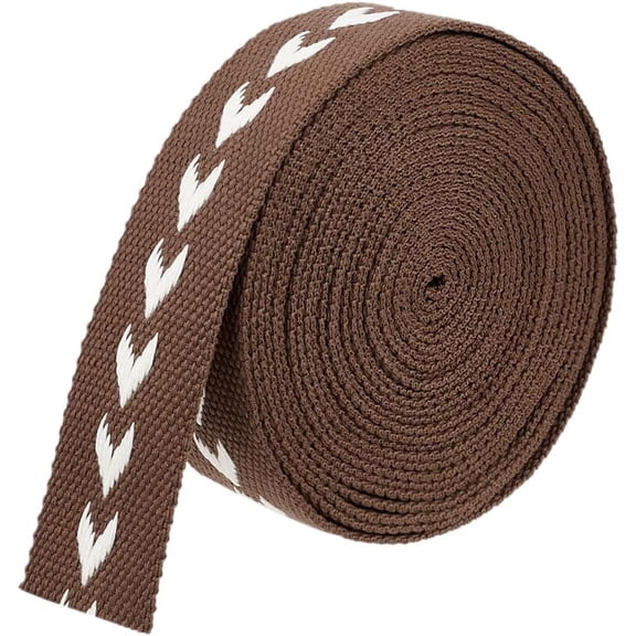 5 Yards Polycotton Webbing Coconut Brown Jacquard Webbing 1-1/2 inch Wide Flat Webbing with Arrow Pattern