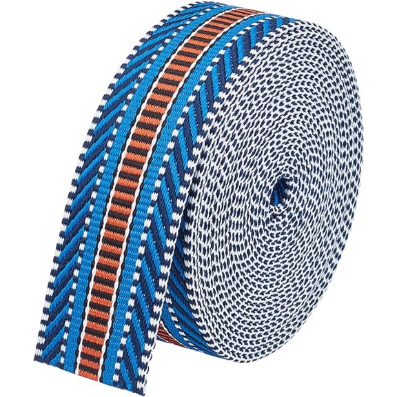 5 Yards Polyester Jacquard Stripe Ribbons 1-1/2 inch Wide Jacquard Webbing Strap Flat Sewing Woven Ribbon for Clothing Accessories Strap Dark Blue