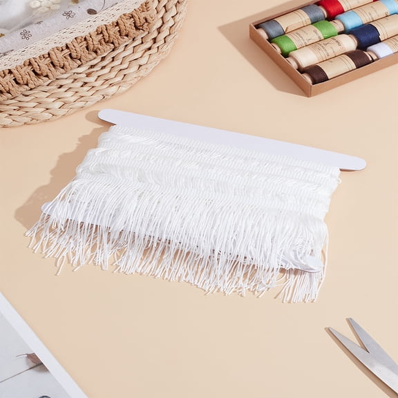 5 Yards Polyester Tassel Lace Ribbon Fringe Lace Trim Macrame Lace Ribbon White 3-7/8 inch(98mm) DIY