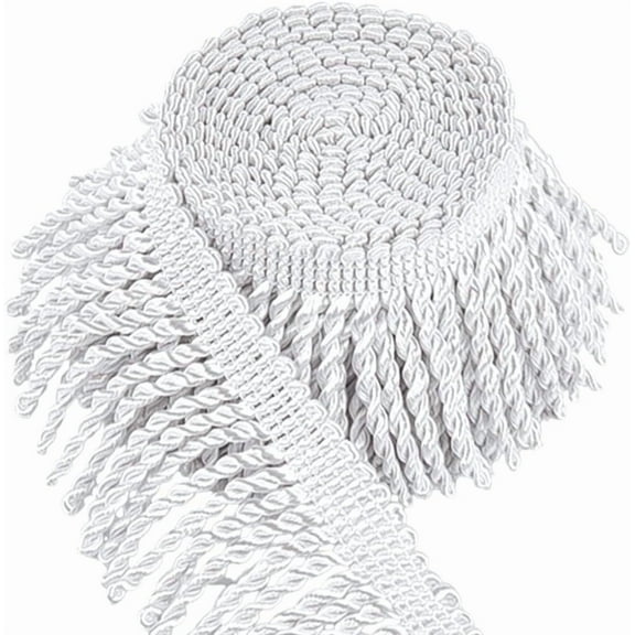 5 Yards Polyester Twist Tassel Ribbons for Window Decoration White 2-1/2 inch(62mm) diy