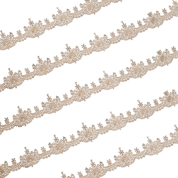 5 Yards Polyester Wavy Roll Ribbons Metallic Lace Trim Dark Khaki Woven Gimp Braid Trim 40mm Wide Embroidery Braid Lace Ribbon for DIY