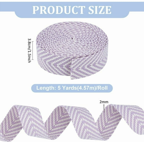 5 Yards Purple Striped Pattern Polycotton Ribbon 1.5 Inch Flat Webbing Polyester Cotton Webbing Straps Two Tone Heavy Webbing Straps for Crafts Belts Bags Handles Sewing Supplies