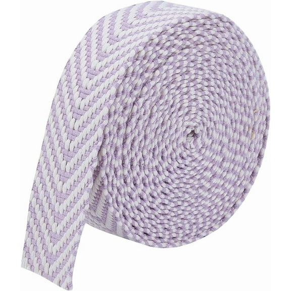 5 Yards Purple Striped Pattern Polycotton Ribbon 1.5 Inch Flat Webbing Polyester Cotton Webbing Straps Two Tone Heavy Webbing Straps