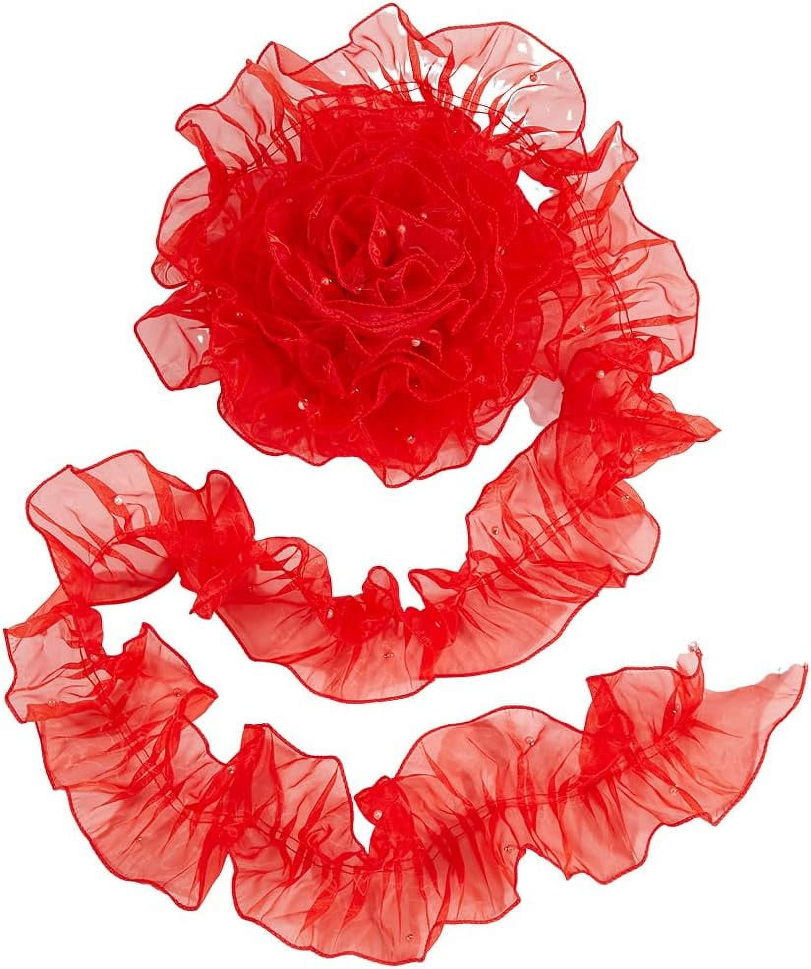 GORGECRAFT 10 Yards Floral Embroidered Lace Trim - 3/4 Inch Cherry Rose Ribbon For Sewing & Crafts