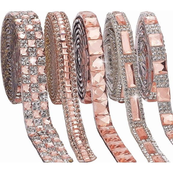 5 Yards Self Adhesive Rhinestone Ribbons 5 Styles Bling Strips Diamond Rhinestone Tape Roll