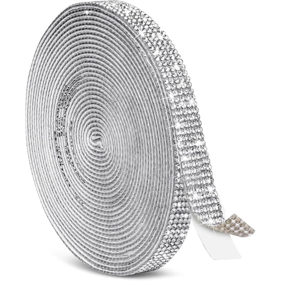 5 Yards Self Adhesive Rhinestone Ribbons Sliver Rhinestone Strips for Crafts Fabric Car Shoes Decoration0.4in Width