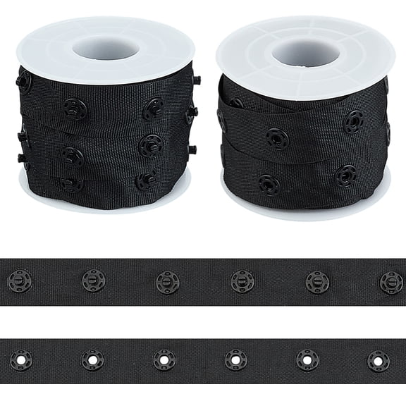 5 Yards Sewing Snap Button Tape Black Snap Tape 0.7 Inch Wide Polyester Snaps Fasteners Tapes