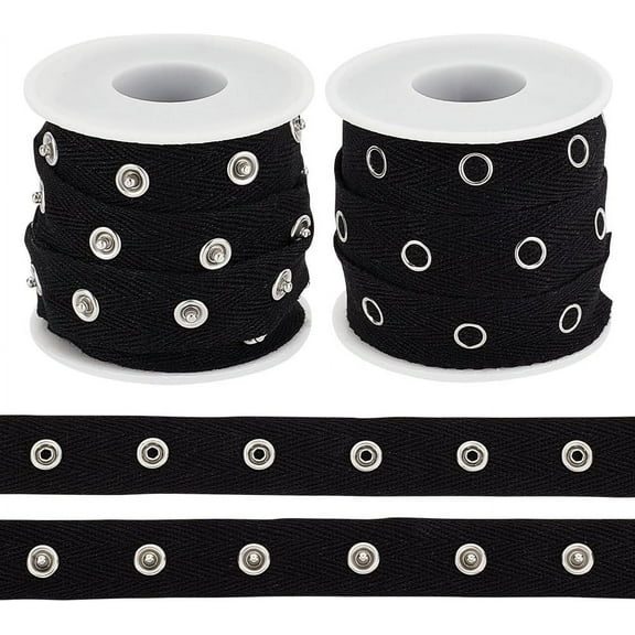 5 Yards Sewing Snap Button Tape Trim 21mm Wide Metal Snap Tape Black Press Button Tape Polyester Button Tape Sewing Fastener Press Stud Ribbon Trim