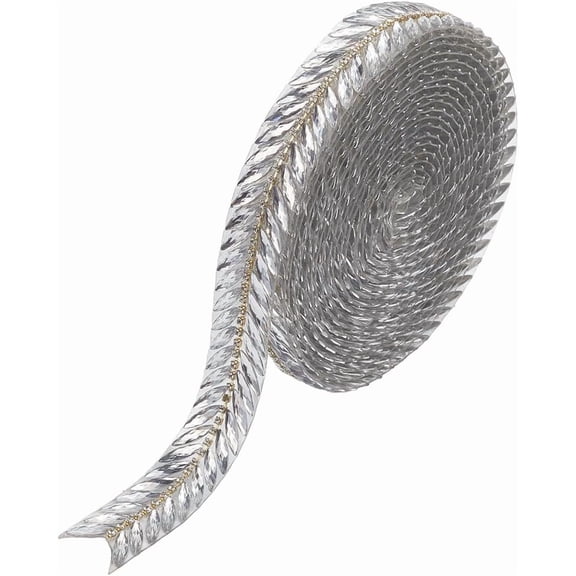 5 Yards Silver Rhinestone Hot Melt Adhesive Trim Bling Chain Strips Roll Sparkle Diamond Applique Ribbon Stickers Tape for Sewing Making Jewelry Wedding Dresses Party Decor Crafts
