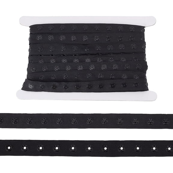5 Yards Snap Button Tape 0.7inch Wide Black Sewing Snap Fastener Tape Trim Press Button Tape with Plastic Buttons for Sewing DIY Accessories Clothes Fastener