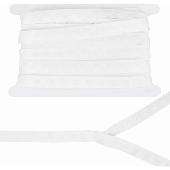 5 Yards Snap Button Tape 18mm Wide White Sewing Snap Fastener Tape Trim Press Button Tape with Plastic Buttons