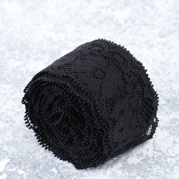 WRISTBIQUE Sewing Lace Ribbon Black Flower Lace Trim 1Pcs 5 Yards x 1.6In