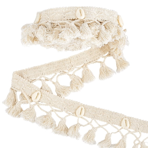 5 Yards Tassel Fringe Trim Shell Cotton Tassel Trim 2 inch Boho Sewing Lace Fabric Trims Crochet Lace Ribbon DIY