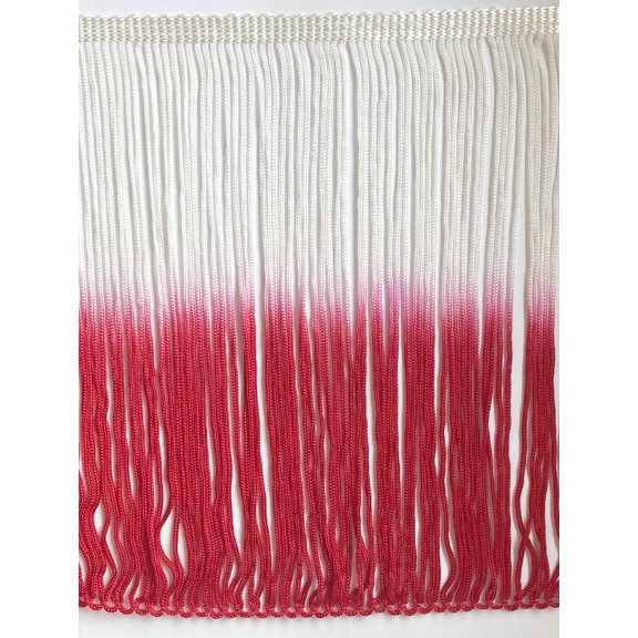 5 Yards Tie Dye Ombre Multicolor Chainette Thread Yarn Tonal Loop Fringe- 12" Long -Sewing Quilting Renaissance Dance Hawaiian Costumes Drapery -Hand Dyed- White & Red Shades