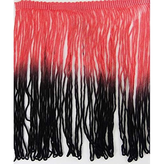 5 Yards Tie Dye Ombre Multicolor Chainette Thread Yarn Tonal Loop Fringe- 7" Long -Sewing Quilting Renaissance Dance Hawaiian Costumes Outfit Drapery -Hand Dyed- Red & Black Shades